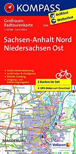 KOMPASS-Karten GmbH - Sachsen-Anhalt Nord - Niedersachsen Ost: Großraum-Radtourenkarte 1:125000, GPX-Daten zum Download (KOMPASS-Großraum-Radtourenkarte, Band 3705) - Preis vom 02.10.2026 23:42:20 h