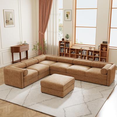 Modern 7-Piece Modular Sofa with Storage 6 Seats & 1 Ottoman
