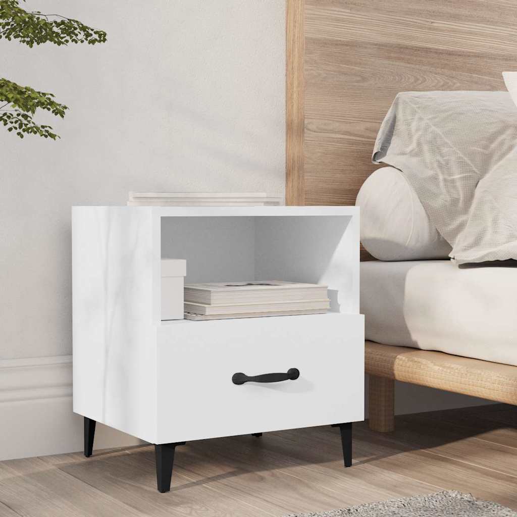 vidaXL Mesita de noche madera contrachapada blanco Blanco