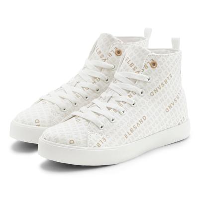 Stiefelette ELBSAND "Sneaker, Textilschuhe, Schnürschuh, Freizeitschuh, Stoffschuhe", Damen, Gr. 42, weiß, Obermaterial: 100% Textilmaterial. Decksohle: 100% Textilmaterial. Futter: 100% Textilmaterial. Laufsohle: 100% Synthetik, bedruckt, Schuhe...