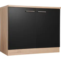 Spülenunterschrank MERLE Schwarz/Eichfarbe
