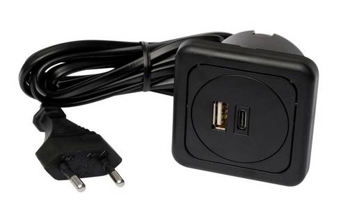 InterBär 9016-014.81 3fach USB-Ladesteckdose 1er Set mit USB, mit USB-C IP20 Schwarz