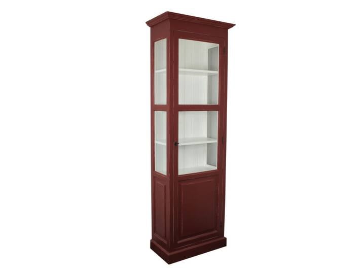 Holz Vitrine im Landhausstil Antik bordeaux