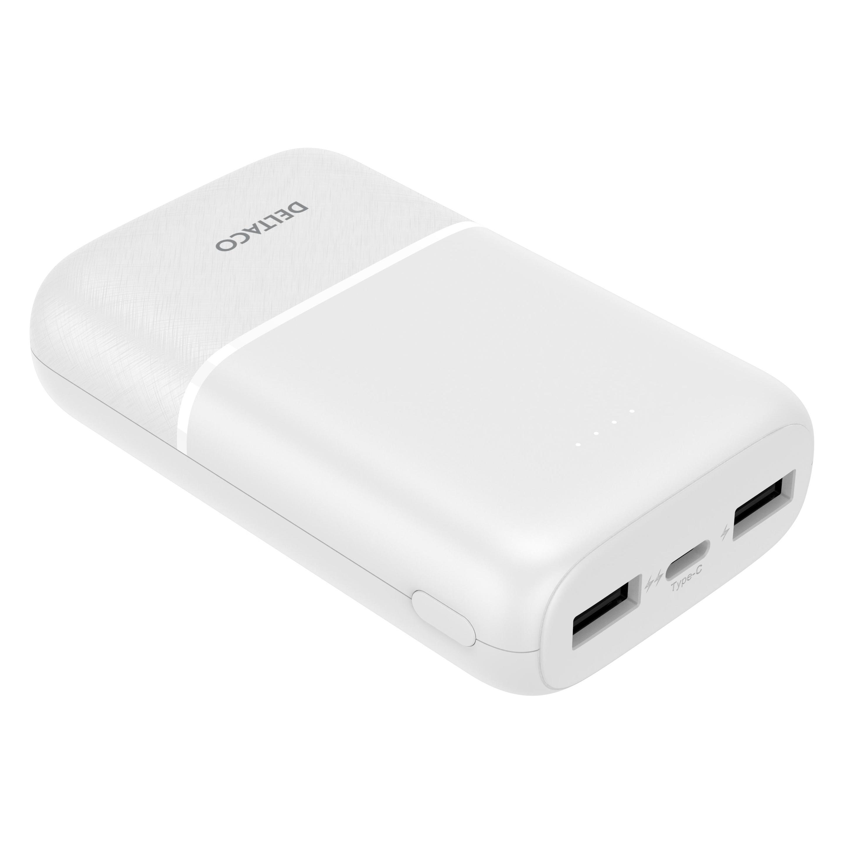 Deltaco Powerbank 10,000 mAh, 2x USB-A, 1x USB-C (10000 mAh, 10 W, 37 Wh) (1902121)