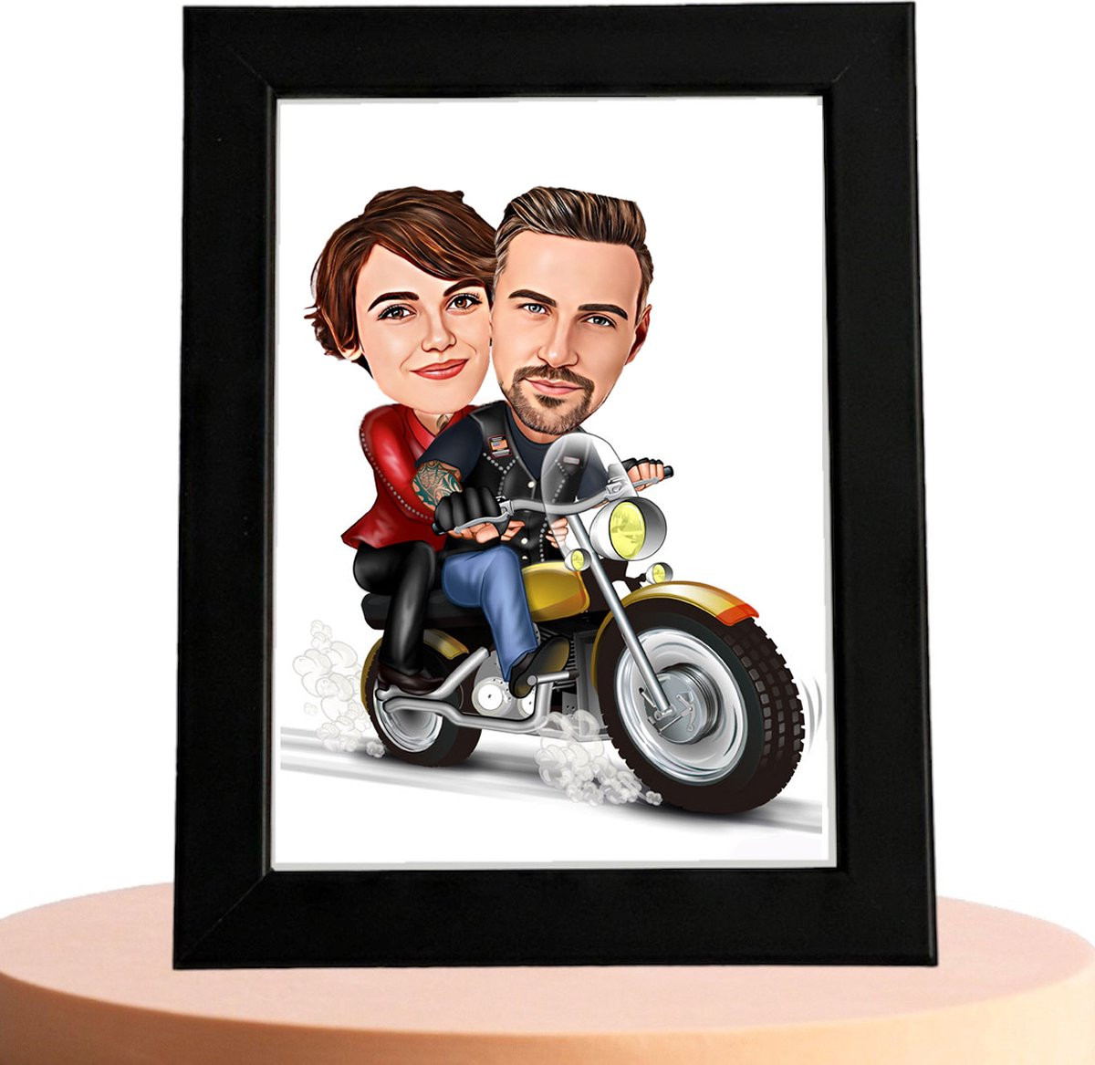 Gepersonaliseerde Motor Karikatuur Man & Vrouw op basis van jouw foto