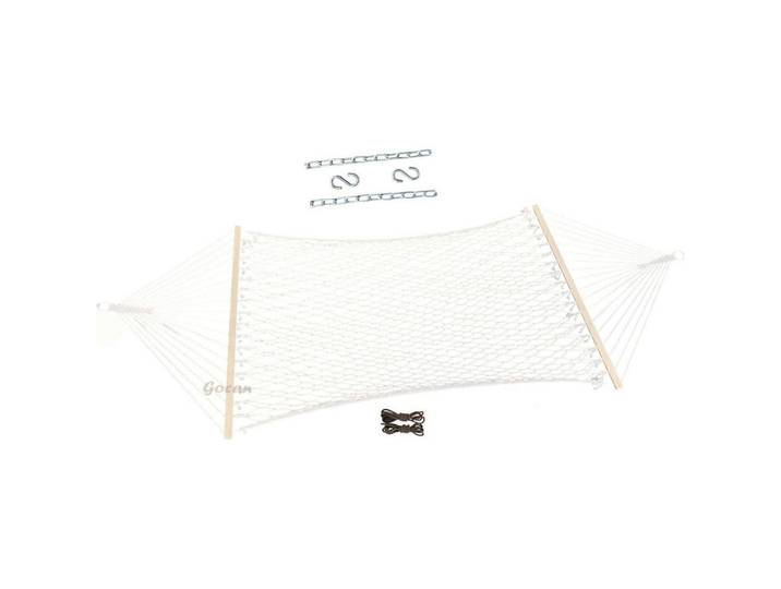Hängematte Baumwollseil Beige, Weiß, 132x2.5x200 cm, Gartenmöbel, Gartenschaukeln, Hängematten
