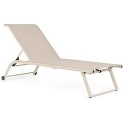 Gartenliege Taylor 2er-Set Aluminium, modern mit Rollen und verstellbarer Rückenlehne, beige Whisper
