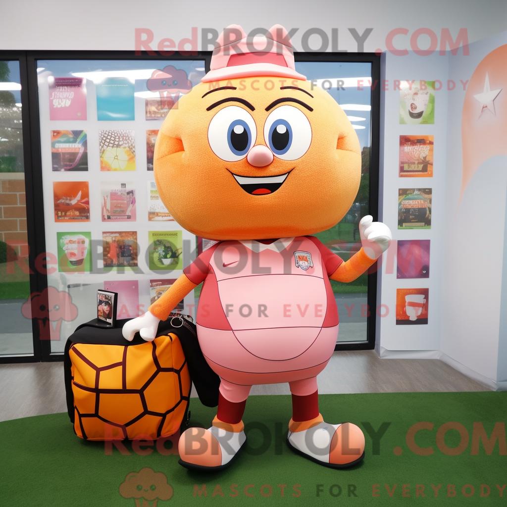 Maskottchenkostüm REDBROKOLY Peach Soccer Goal mit Wickelrock und Aktentasche