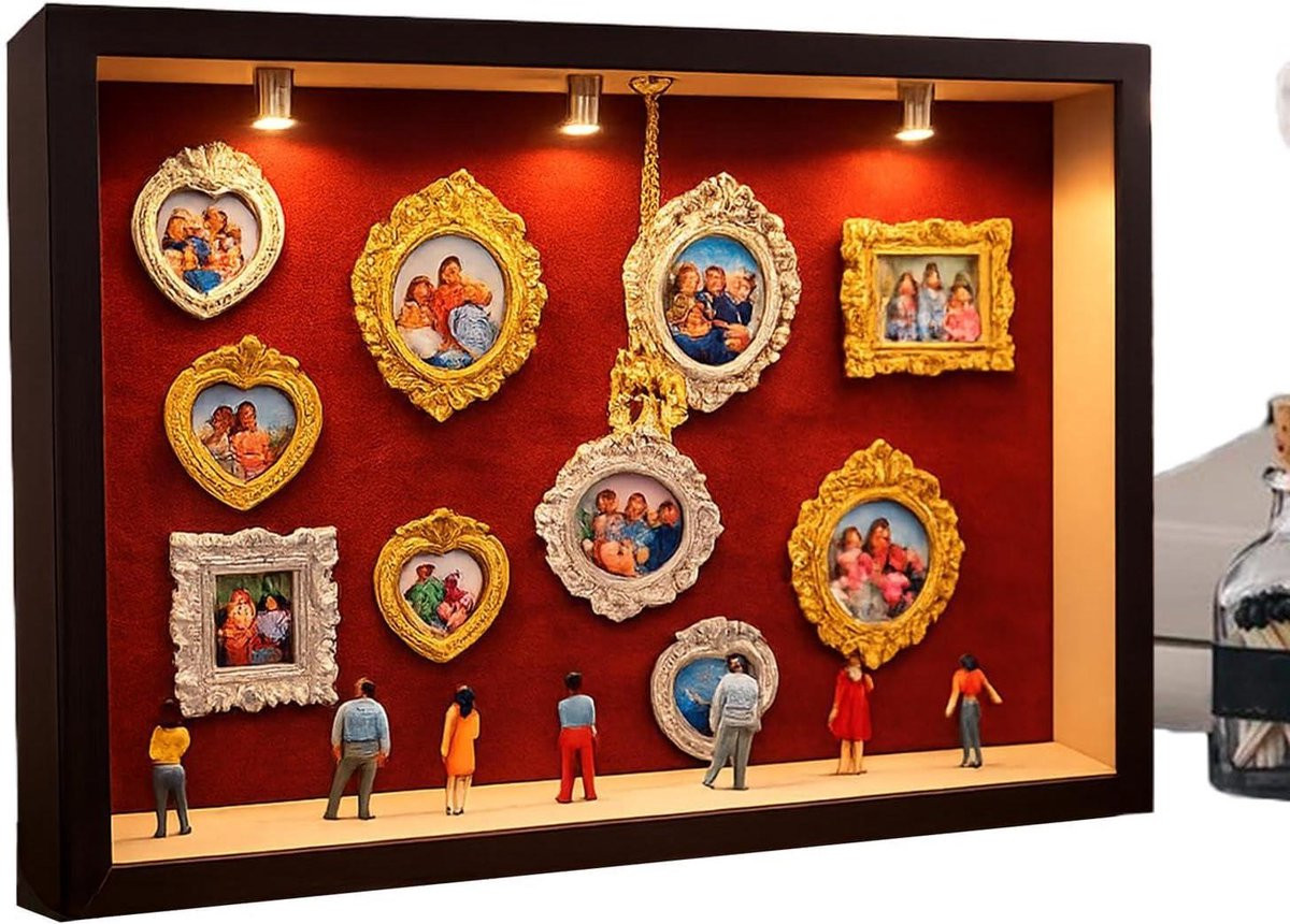 Miniatuur Lijstjes Knutselset Museum met LED Spotlights - Rood - B/D/H: 227 x 314 x 37 cm
