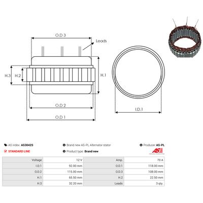 AS-PL Stator, Generator AS3042S
