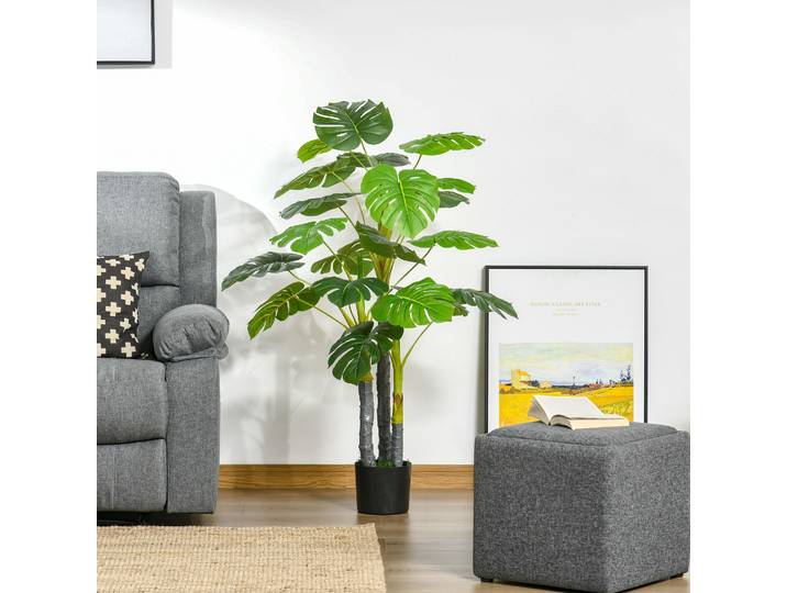 HOMCOM Monstera Artificielle 1,2m Tronc Tortue Pot Inclus