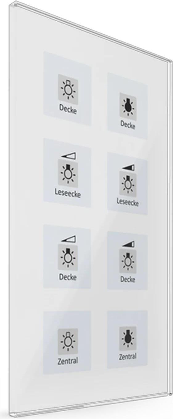 MDT KNX glazen drukknop, 8-voudig, wit, inclusief etikettenfolie