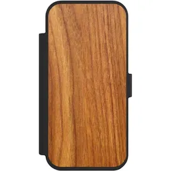 Nivocase Klapphülle für Apple iPhone Air Handyhülle aus Kunst Leder NIVOflip schwarz Holz Holzoptik Lärche (Apple iPhone Air), Smartphone Hülle, Schwarz