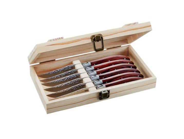 GEFU Steakmesser Set Rancho 6-teilig - Scharfe Messer mit Hammerschlag