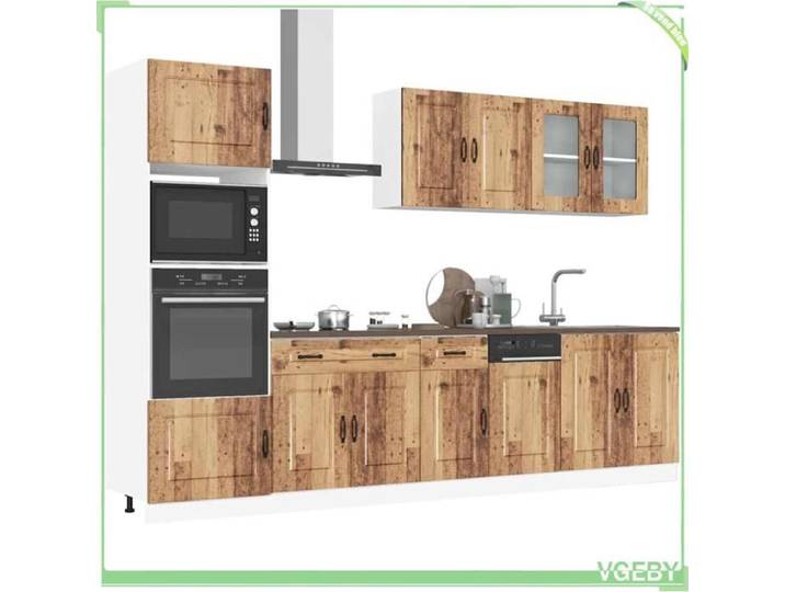 Ensemble d'armoires de cuisine - Kalmar - 7 pièces - Vieux bois - Bois d'ingénierie résistant