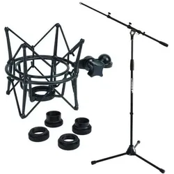 keepdrum Mikrofonständer MS106 mit Mikrofonspinne Schwarz, Mikrofonständer, Schwarz