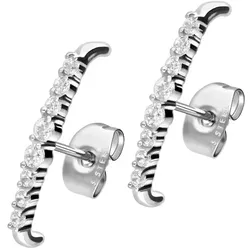 Chirurgenstahl Ohrstecker BOGEN + 8 EINGEFASSTE KRISTALLE
