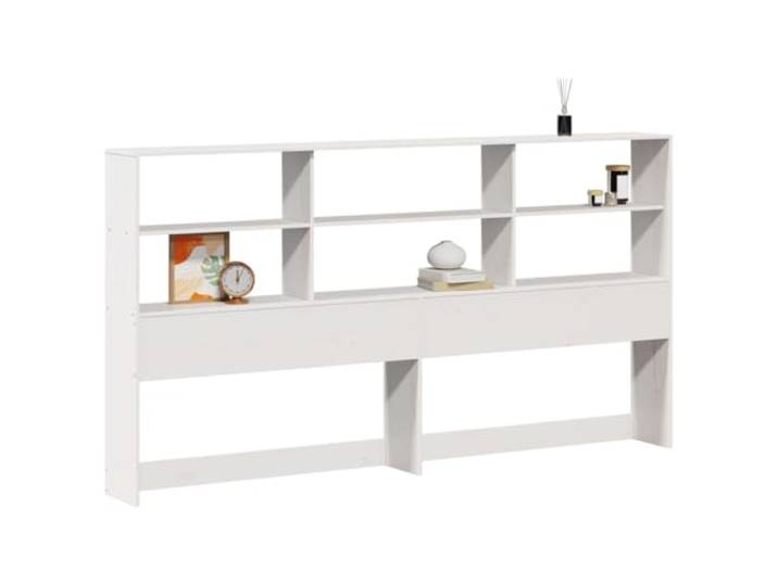 GHVBNMF Kopfteil 180 cm mit Stauraum Weiß Massivholz Kiefer Bettrückwand Freistehendes Regal-Kopfteil aus massivem Kiefernholz mit 6 Fächern für ein aufgeräumtes Schlafzimmer.