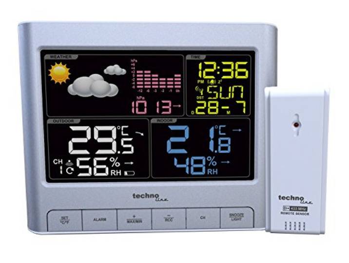 techno line Funk-Profi-WETTERSTATION WS 6449 FARBDISPLAY Uhr INKL. SENDE NETZTEIL