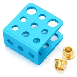 Makeblock Bügel U3, 17x M4-Bohrungen, 8-mm-Raster, 4x 6 mm Bohrung, 2x Messinglager, Aluminium, blau