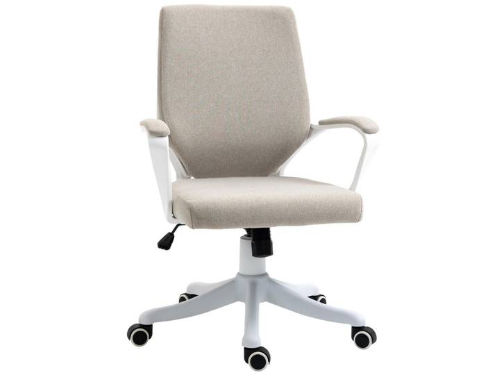 Jamb Bürostuhl Randall Beige/Weiss Polyester 62/69/92-100 cm, Kunststoff, Textil, 62x100x69 cm, Büromöbel, Bürostühle, Drehstuhl