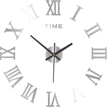 Daily Discovery Modern DIY Wall Clock Large 3D Wall Clock Acrylic Roman Numeral Mirror Wall Decor slivery
