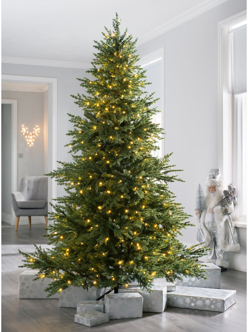 The Seasonal Aisle Green Fir Artificial Christmas Tree with 450 Clear and White Lights 7ft H