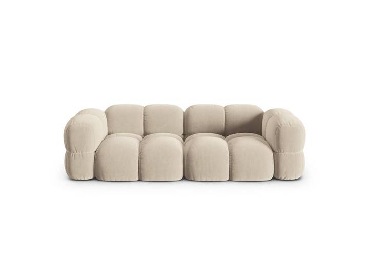 Cosmopolitan Design Sofa Loretto aus Samt leichtes beige 4 Sitzplätze, Creme, 100x68x250 cm, Wohnzimmer, Sofas & Couches, Sofas