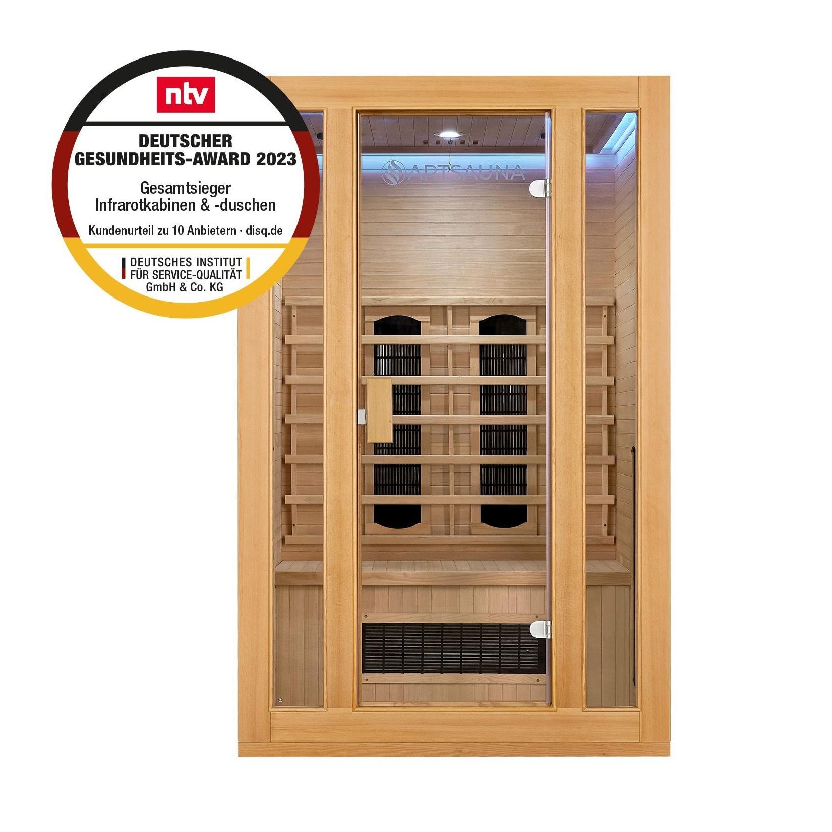 Infrarotkabine Nyborg S120K – Infrarotsauna 2 Personen –LED-Farblicht, 5 Keramik- 1 Flächenstrahler