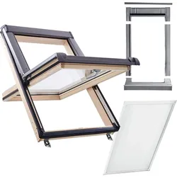 Wellker Komplett-Set Dachfenster Holz R45 2-fach Verglasung mit Verdunkelung ZRV, made by Roto, 54x78 cm (5/7)