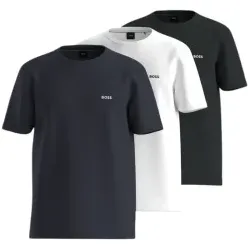 BOSS für Herren. 50559436 Pack 3 T-Shirts Basic weiß, schwarz, marineblau (M), Lässig, Mehrfarbig, Baumwolle, Kurzarm