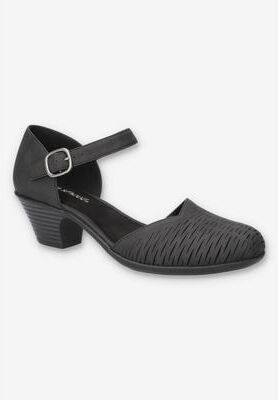 Women's Justina Block Heel Sandal by Easy Street in Black (Size 11 M)