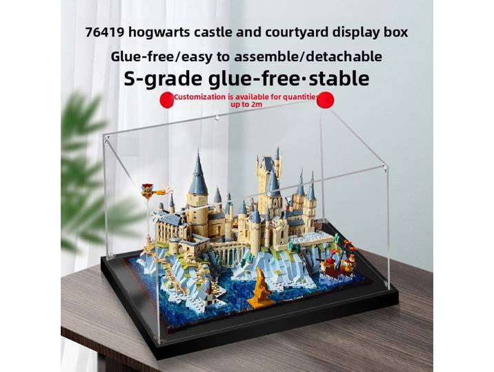 Vitrine anti-poussière en acrylique hautement transparente, adaptée au LEGO 76419 Château et terrains de Poudlard