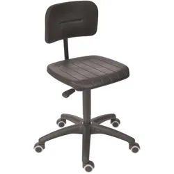 PROREGAL Arbeitsstuhl Arlington, kleiner Rückenlehne, Sitzhöhe 47-66cm, Polyurethane-Sitz, Kunststoff-Fußkreuz, Rollen