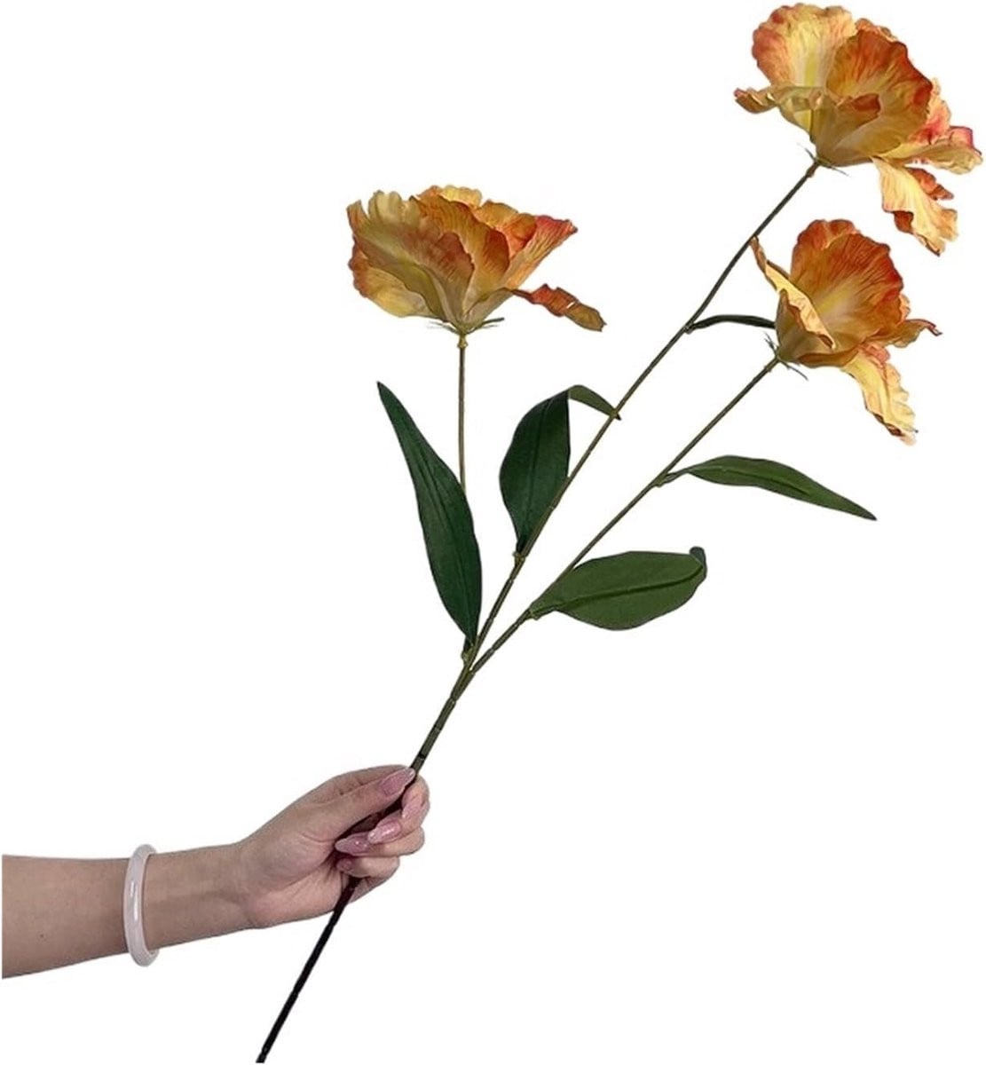 Set van 4 kunstmatige oranje iris bloemen voor woondecoratie