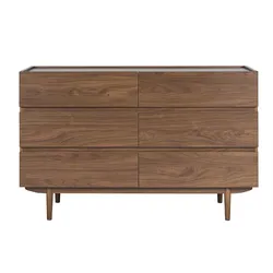Kommode mit 6 Schubladen aus dunklem Holz B120 cm SANAA