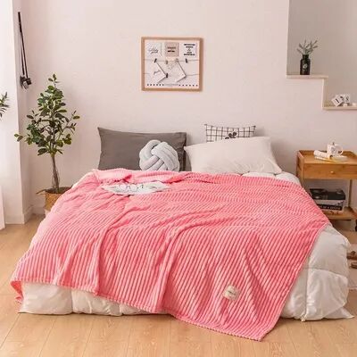Shop Station Ultra Soft Flannel Blanket Thick Plush Cozy Bed & Sofa Throw For Year Round Comfort pink 59.1 78.7 In