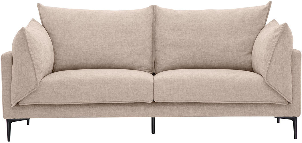 Miliboo Designersofa 3-Sitzer in Texturbezug Samteffekt beige und Metall schwarz MARIUS