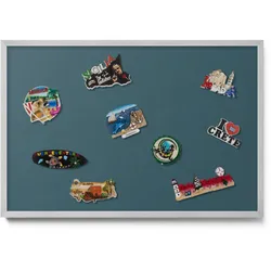 MAGNETTAFEL 60x40 cm Silberner Rahmen Dunkles Petrol