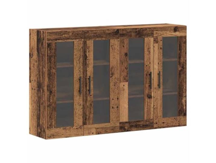 KPOTUERTU Wandschränke 2 STK. Altholz 69,5 x 34 x 90 cm Holzwerkstoff Glastüren,Regalböden,schmale Griffe,Altholz-Optik,Wohnzimmer,schlichtes Design,geringe Pflege,trockenes Tuch