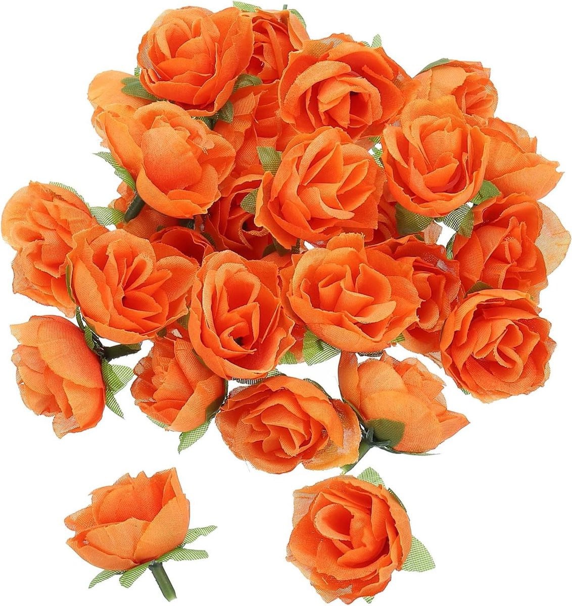 50 stuks Mini Kunstbloemen - Oranje Zijden Rozen voor Decoratie