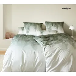 Elegante Mako Satin Bettwäsche Farn - 135x200 cm + 40x80 cm	waldgrün