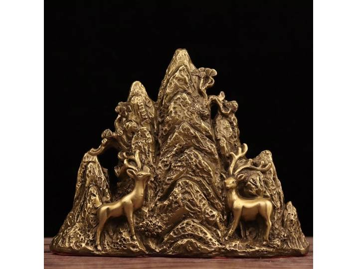 Statue de cerf porte-bonheur en cuivre, décoration de bureau et de maison, cadeau pour ornement de bureau