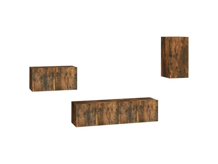 vidaXL TV-Schrank 4-tlg. TV-Schrank-Set Räuchereiche Holzwerkstoff (4-St)