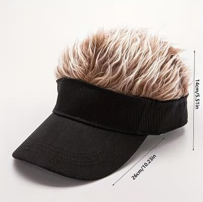 LightInthebox Adjustable Sun Wig Hat for Women and Men, Hip-Hop Sun Visor Wig Baseball Cap for Men, European and American Hip-Hop Quirky Street Trend Flat Cap, Outdoor Hat