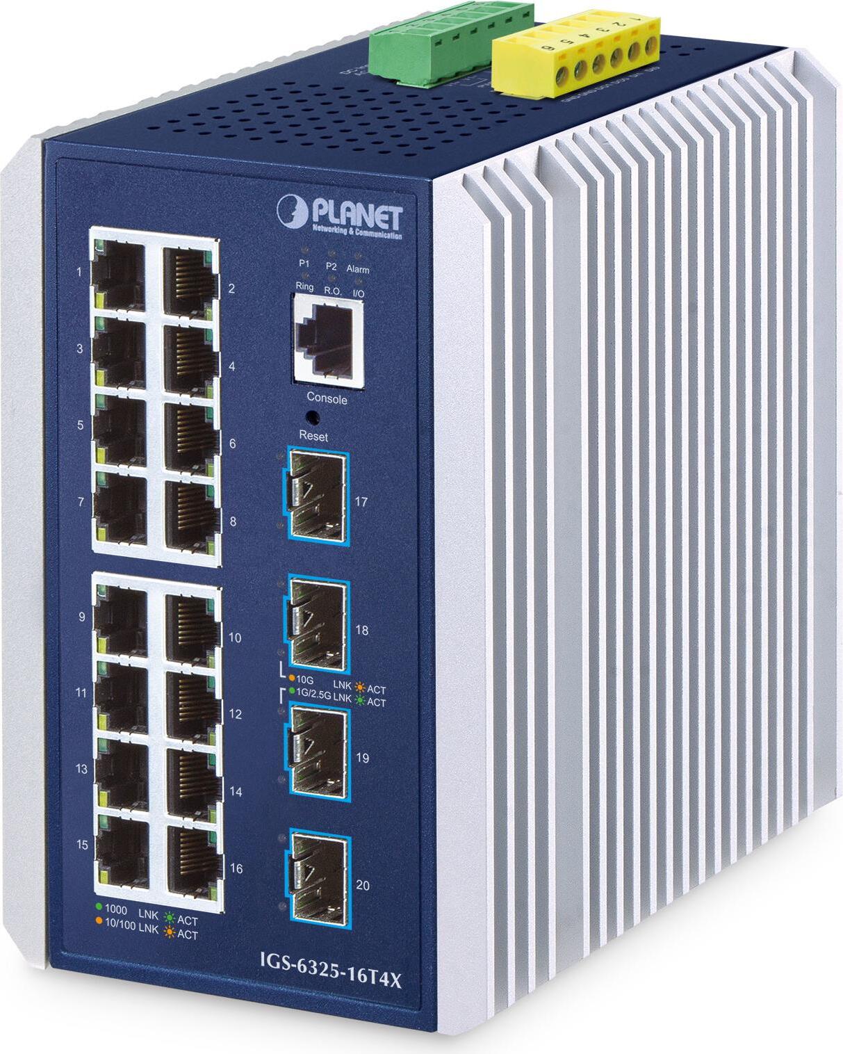 PLANET IP30 Industrial L3 16-Port, Managed, L3, Gigabit Ethernet (10/100/1000), Vollduplex, Wandmontage