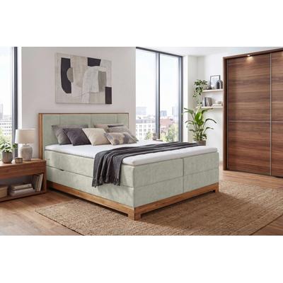 Boxbett OTTO HOME "Fennor, Doppelbett, Polsterbett, Federkernbett, Komforbett, 160/180 cm", beige, B:186cm L:213cm, 100% PES, Komplettbetten, Boxbett: 5-Z-Taschenfederkern im Unterbau, Härtegrad 3, inkl. Topper