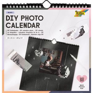 Folia Fotokalender 23186, DIY Bastelkalender, jahresunabhängig, zum Selbstgestalten, schwarz, 23 x 23 cm