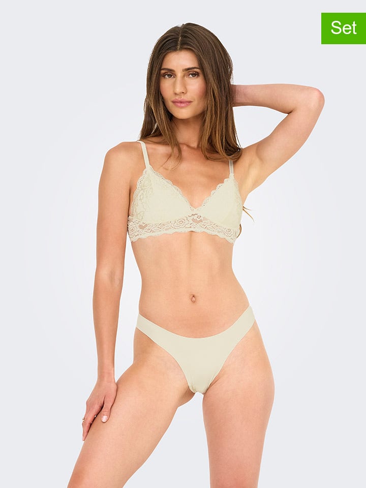 ONLY 3er-Set: Slips in Creme - M
