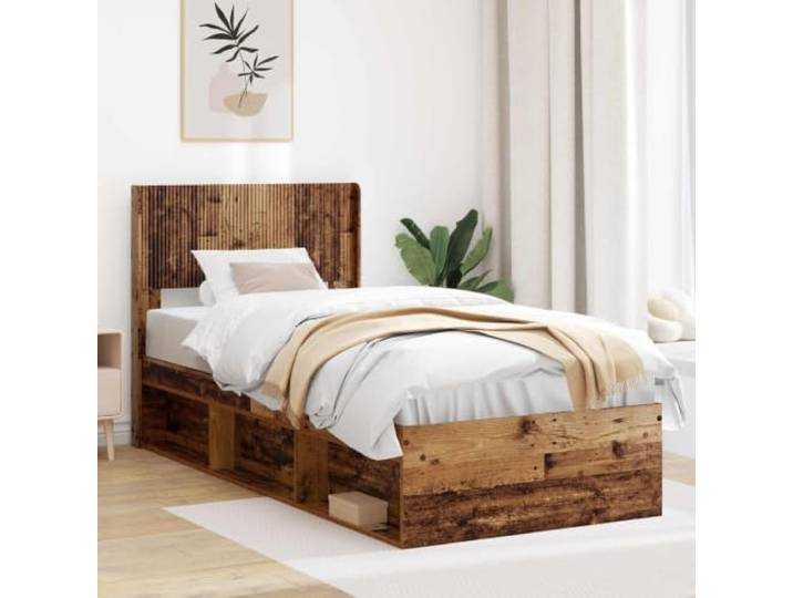 RJPLMFV Kopfteil aus Holz Vertikales Lamellendesign, leicht zu reinigende Oberfläche, Befestigung des Bettgestells, stabile Beine